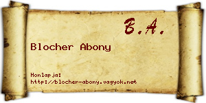 Blocher Abony névjegykártya